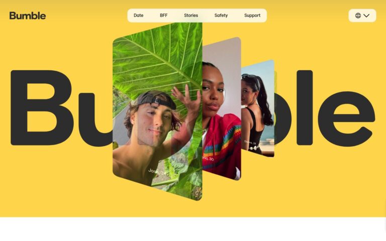 Bumble dating service website screenshot