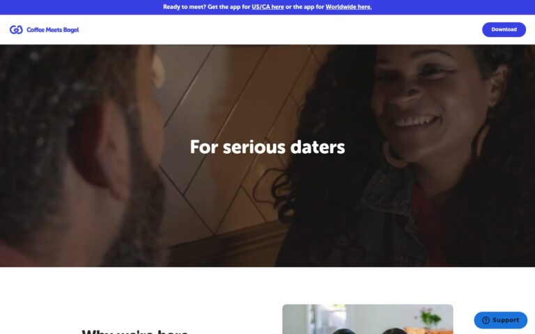 Coffee Meets Bagel dating service website screenshot