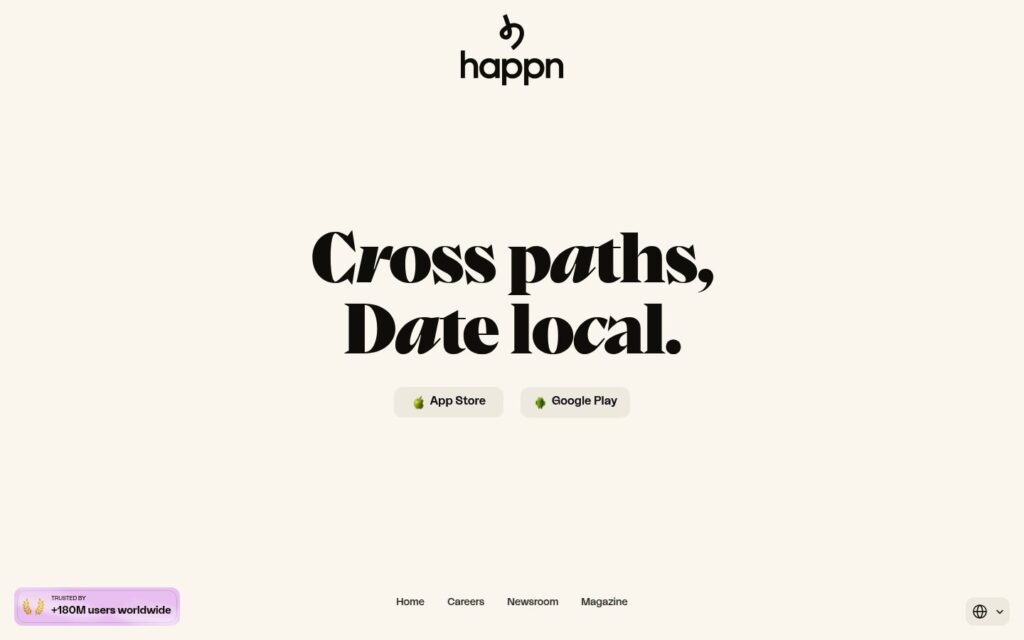 happn dating service website screenshot