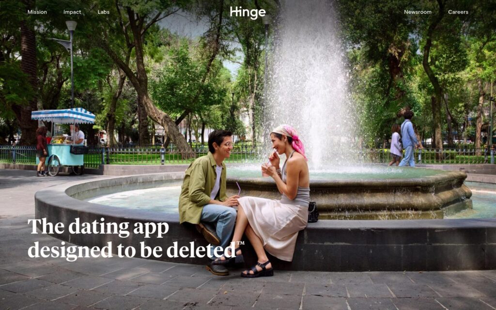 Hinge dating service website screenshot