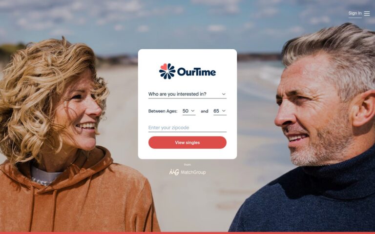 OurTime dating service website screenshot
