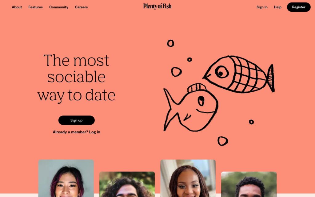 Plenty of Fish dating service website screenshot
