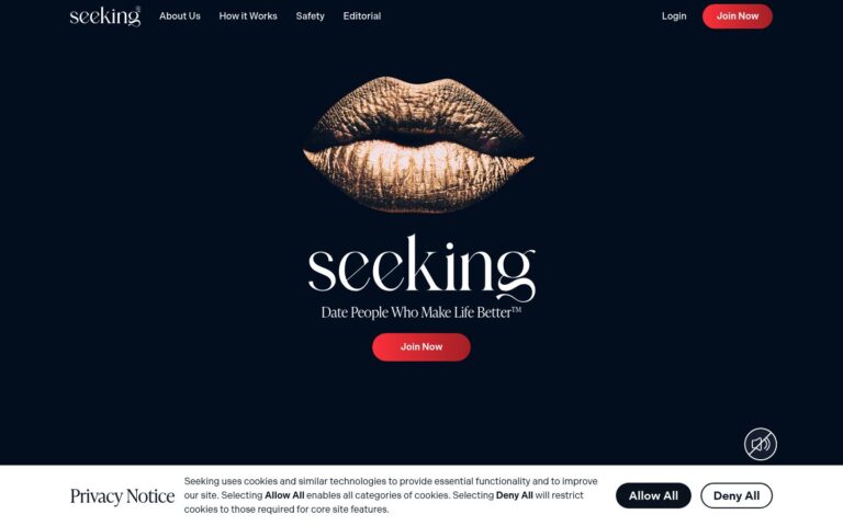 Seeking dating service website screenshot