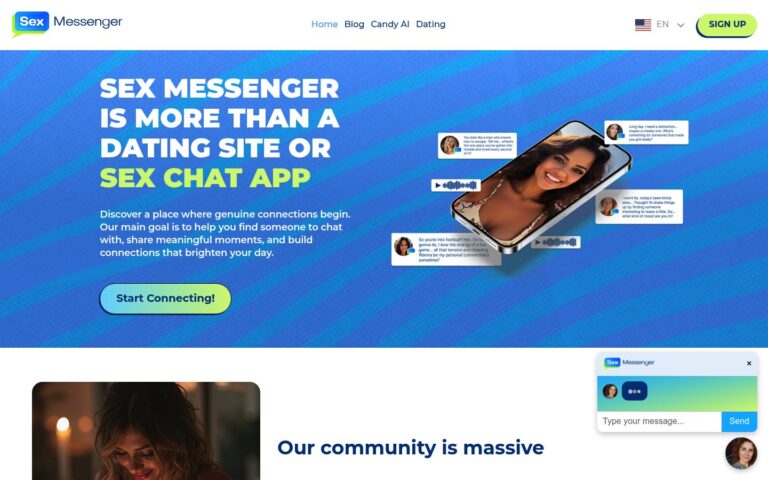 Sex Messenger dating service website screenshot