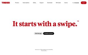 Tinder dating service website screenshot